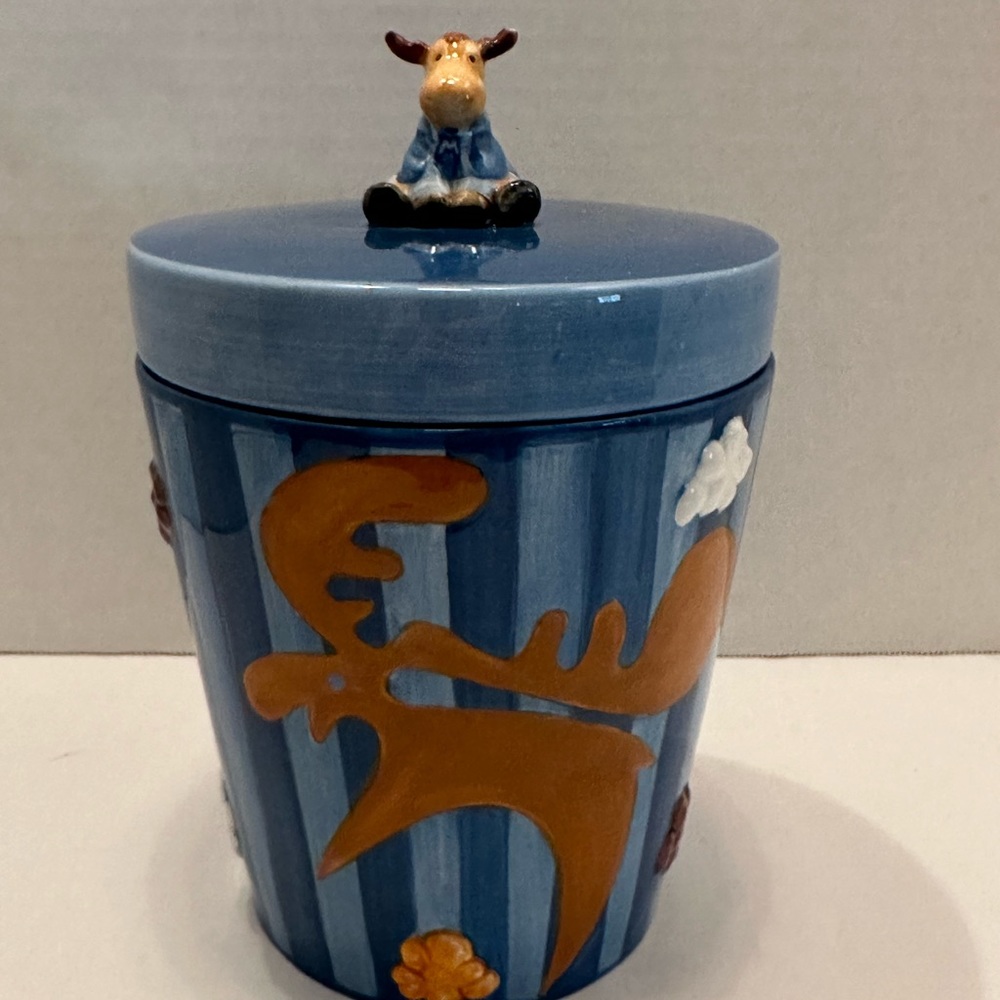 Harry & David Moose Ceramic Canister Cookie Jar with Lid